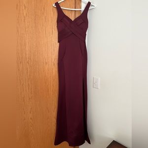 Body-con floor length maroon dress